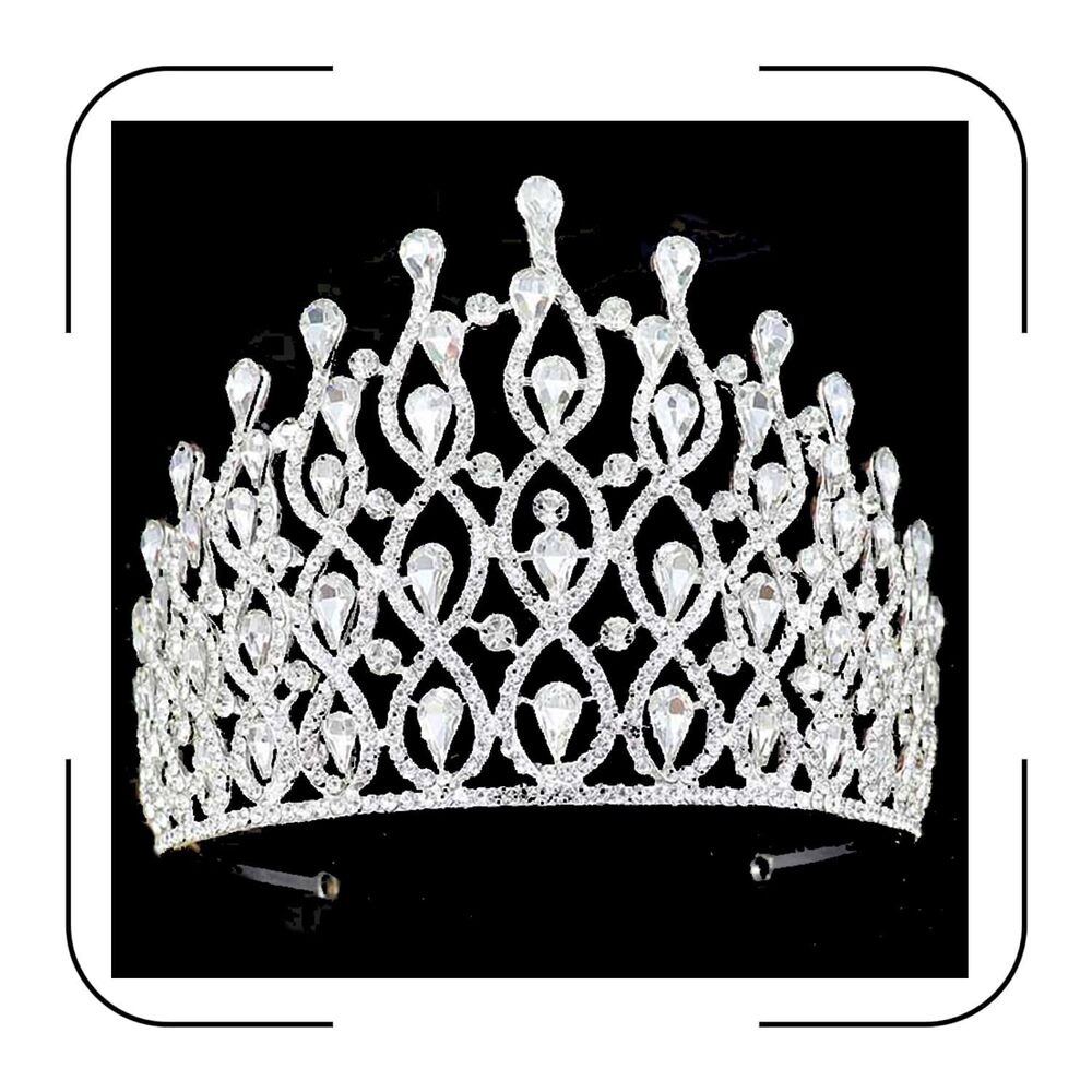 1727 Extra Large Tiaras Tall Pageant Crowns Clear Austrian Crystal Tiara
